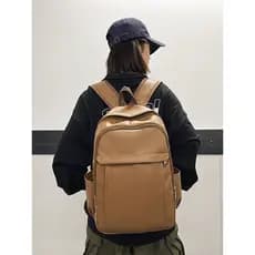 Bolsa escolar alta com sensação de alta qualidade mochila de couro PU masculina novo estilo Street Wear mochila de compu