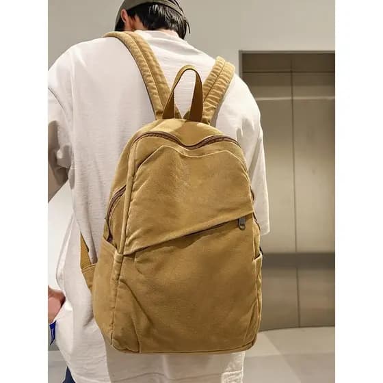 Mochila escolar masculina novo estilo preguiçoso mochila feminina bolsa de lona japonesa Retro cor sólida Muji grande ca