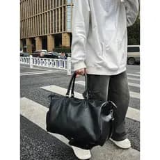 Bolsa de ginástica masculina de couro PU, bolsa mensageiro portátil para viagem, grande capacidade, curta distância, via