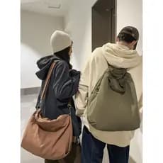 Bolsa de lona de dupla utilização estilo Hong Kong feminina ins estudante universitário viagem bolsa de ombro de grande