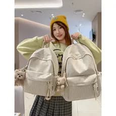 Retro estilo Hong Kong padrão mochila feminina estudantes universitários grande capacidade leve mochila feminina estudan