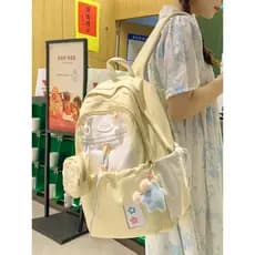 Bonito bonito menina cremoso amarelo mochila júnior menina do ensino médio fresco mochila de grande capacidade bordado e