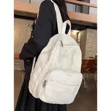 Japonês simples mochila de lona estudante do sexo feminino All-Match leve mochila cor sólida estilo preguiçoso estudante