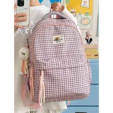 Menina coração xadrez mochila menina júnior escola secundária estudante mochila saco de computador versão coreana mochil