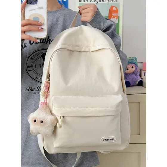 Mochila feminina estudante ins All-Match passeio jogar cor sólida mochila versão coreana estilo Preppy júnior estudante 