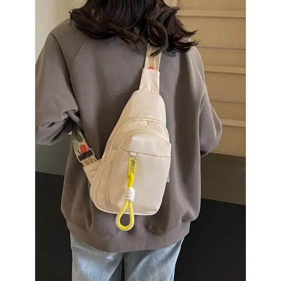 Rosa novo estilo saco de peito feminino ins mochila esportiva Casual bolsa de ombro All-Match leve Cross-corpo náilon pa