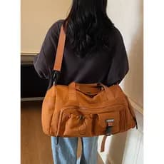Bolsa de viagem de cor sólida de alto valor, grande capacidade, multibolso, esportes, Fitness, armazenamento, lazer, via