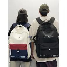 Mochila feminina bolsa de estudante do ensino médio grande capacidade contraste cor leve mochila Multi-camada bolso estu