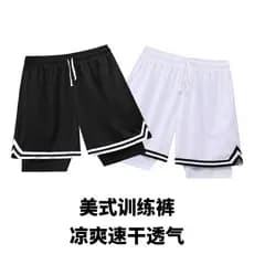 Shorts de basquete americano calças de três pontos falso de duas peças Fitness esportes alta treinamento elástico solto