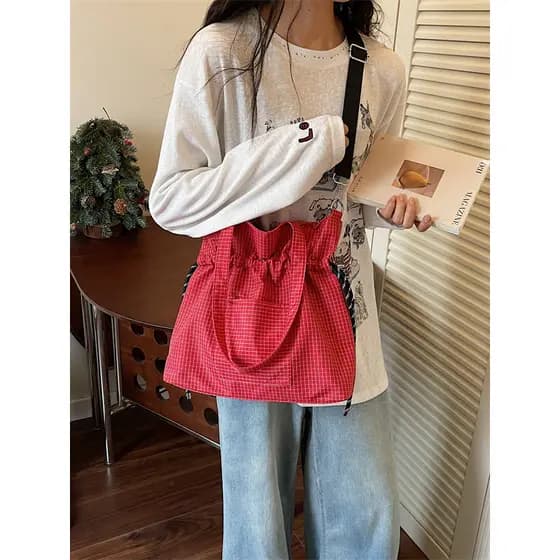 Japonês Casual sacola feminina grande capacidade leve bolsa de ombro 2026 novo estilo na moda grande saco do mensageiro