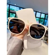 Óculos de sol feminino High-End sentimento 2025 novo estilo grande rosto protetor solar redondo quadro branco óculos de