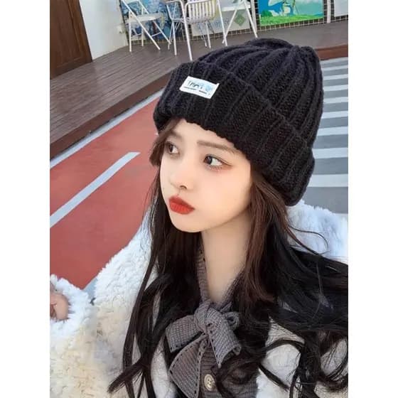2023 novo estilo ins chapéu de lã feminino outono inverno versão coreana All-Match chapéu de malha grande circunferência