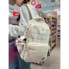 P Xadrez Mochila Feminina Escola Primária Ensino Médio Estudante do Ensino Médio Mochila Versão Coreana Simples Mochila