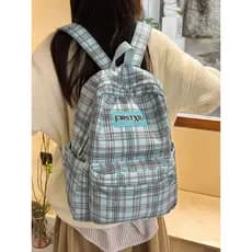 Mochila xadrez de nicho feita em casa, estudantes do ensino médio, estudantes universitários, grande capacidade