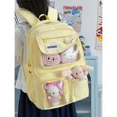 Bolsa transparente para dor Bolsa escolar para meninas Alunos do ensino médio Mochila com vários bolsos de grande capaci