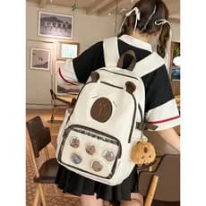 Kapiba Cartoon Schoolbag Feminino Alunos do ensino médio Mochila de grande capacidade para meninas Alunos do ensino fund