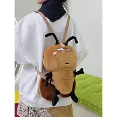 2024 outono inverno novo estilo de pelúcia Xiaoqiang dos desenhos animados bonito engraçado saco feio bonito mochila gra