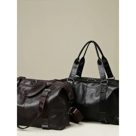 Bolsa de viagem portátil masculina de curta distância, bolsa pequena de couro à prova d'água para esportes, academia, bo