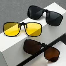 Óculos de sol quadrados clipe masculino lente polarizada Anti-ultravioleta condução pesca Flip-Up clip-On óculos de sol