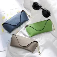 Couro Universal masculino feminino verde à prova de pressão óculos saco portátil saco de armazenamento de óculos miopia