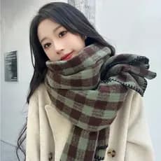 Retro xadrez cachecol feminino estilo coreano High-End sentir imitação de caxemira outono inverno quente estudante All-M