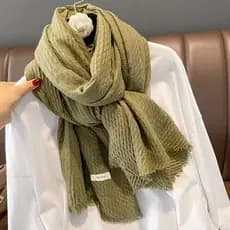 Lenço de linho de algodão liso macio feminino outono inverno estilo fino High-End moda cachecol quente Retro inverno len