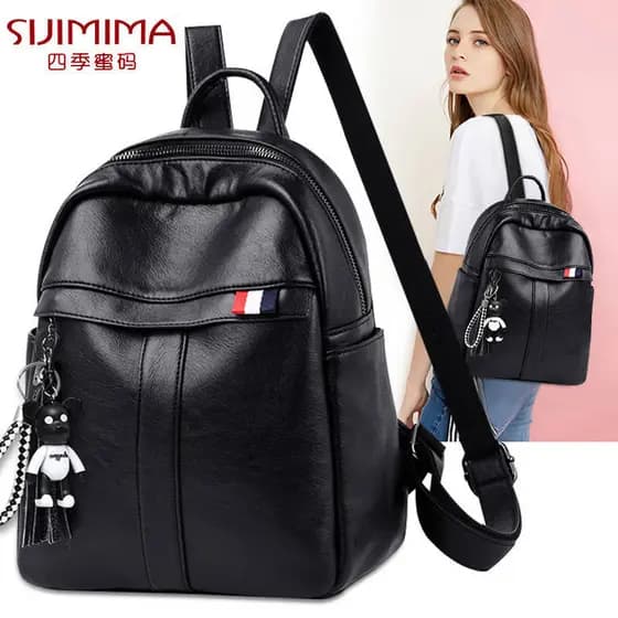 Borla mochila feminina 2025 novo estilo All-Match couro macio Casual fresco rua moda grande capacidade senhoras mochila