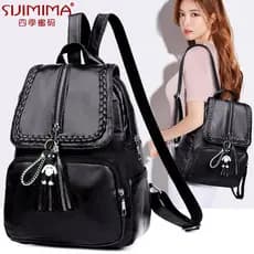 Mochila feminina pu textura de couro macio versão coreana 2025 novo estilo bolsa feminina moda All-Match mamãe mochila C