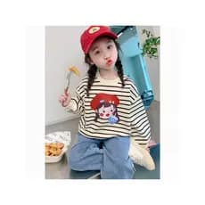 Meninas moletom primavera outono estilo 2026 novo estilo estilo fino moda menina bebê outono topo menina listrado dos de