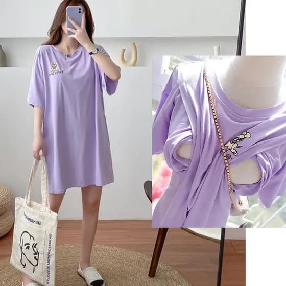 Roupas de enfermagem verão dupla face abertura sem zíper pós-parto bebê mãe amamentação Base saia maternidade Wear