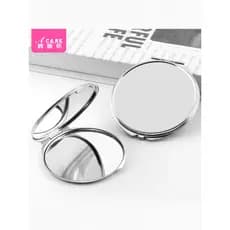 Pq801-Oferta especial pequeno espelho portátil feminino portátil simples redondo dupla face Clamshell espelho de maquiag