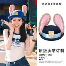 Animal cidade cos Judy coelho policial Flip border chapéu bonito doce menina orelha de coelho bandana crianças chapéu de