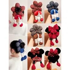 Bonito Mickey bunda crianças flor Scrunchy laço de cabelo menina flor laço de cabelo bola cabeça corda bebê borracha ace