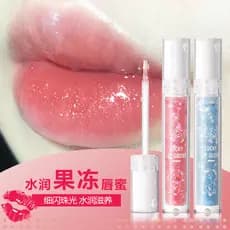 Brilho labial transparente incolor, óleo labial de vidro perolado com esmalte labial piscante fino, superfície espelhada