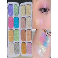 Paleta de maquiagem para palco, paleta de contorno com destaque de diamante, glitter perolado, tridimensional, paleta de