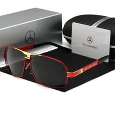 Óculos de Sol Masculinos Mercedes, Óculos Retro de Grande Lente Polarizada com Proteção UV400 LUD0