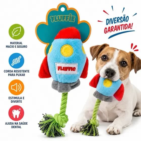 Pelúcia Para Pet Foguete Espacial Brinquedo Criativo Cães E Gatos Fluffie