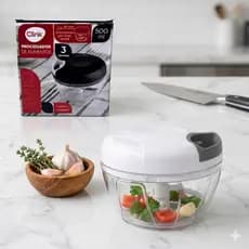 Processador Manual 500ml 3 Lâminas 12,5X12,5X10CM Alimentos Alho Triturador Multiuso