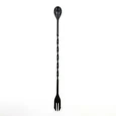 Colher Bailarina De Inox Preta Para Drinks Com Garfo 30cm