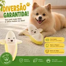 Brinquedo de Pelúcia Banana para Cães e Gatos - 13,5cm | Macio e Divertido