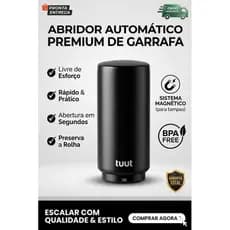 Abridor de Garrafas Automático Luxo Tuut Magnético Saca Rolhas Inox Prático Bar Restaurante Churrasco Presente Criativo
