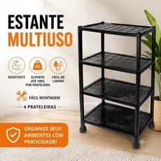 Organizador Modular 4 Andares Multiuso Estante Plástica Cozinha Banheiro Lavanderia