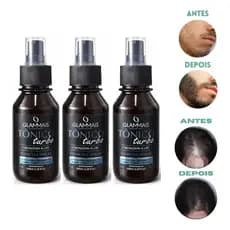 3 Tônico Capilar Turbo 100ml Crescimento Acelerado Barba Cabelo e Bigode Antiqueda Fortalecimento Glammais Professional
