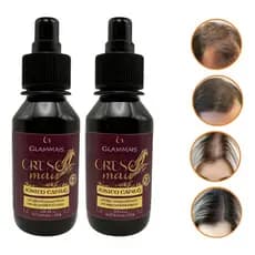 2 Tônico Capilar Cresce Mais Crescimento Acelerado 100ml  Barba Cabelo e Bigode Antiqueda Fortalecimento Glammais