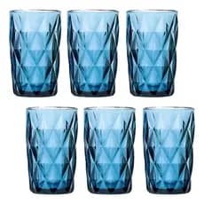 Jogo De Copos De Vidro 6 Peças Altos Colorido 350ml Diamond Kehome para Suco, Água e Drink Conjunto de 6 Unidades Color