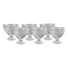 Jogo De 6 Taças De Vidro Para Sobremesa Sorvete Doce 300ml Waves Kehome  Design Relevo Elegante Ideal para Mesa Posta