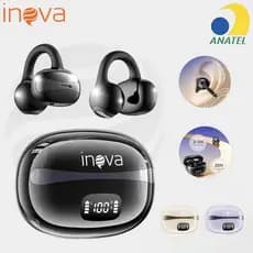 INOVA Fone Bluetooth Clip Ear Sem Fio com Microfone | Cancelamento de Ruído, Esportes e Jogos