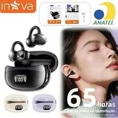 INOVA Fone Bluetooth Clip Ear Sem Fio TWS Esportivo Com Microfone Cancelamento De Ruído Som Hi-Fi Alta Qualidade