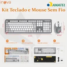 INOVA Conjunto de teclado e mouse sem fio | Baixa latência, bateria de longa duração, teclas silenciosas