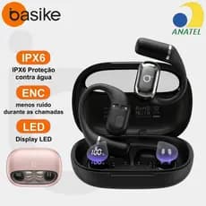 BASIKE Fone OWS Condução Aérea Bluetooth, Grave Forte ENC, Para Ciclismo, Compatível iPhone e Huawei